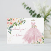 Invitation H2 Étincelant rose Quinceanera robe Merci (Debout devant)