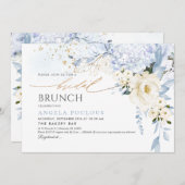 Invitation H2 Fleurs Bleu glacé Blanc Brunch nuptial (Devant / Derrière)