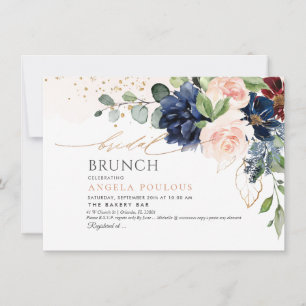 Invitation H2 Fleurs Blush Marine Bourgogne Bridal Brunch
