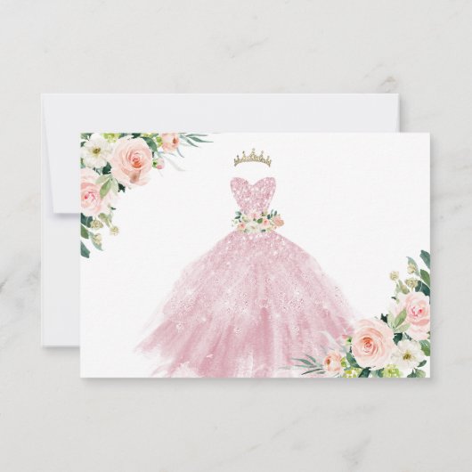 Invitation H2 Robe rose mousseuse Quinceanera Date de sauvega (Dos)