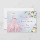 Invitation H2 Robe rose mousseuse Quinceanera Date de sauvega (Devant)