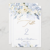 Invitation H2 Roses de crème Hydrangée bleue N° tableau (Devant / Derrière)