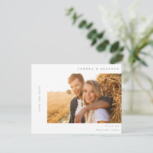 Invitation H MOD 2 Photo simple Enregistrer la date (Debout devant)