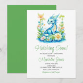 Invitation Hachage Floral Dragon Bleu Bientôt Baby shower (Devant / Derrière)