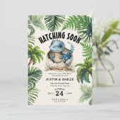 Invitation Hachage modifiable Bientôt Baby shower Dinosaur (Debout devant)