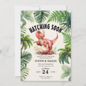 Invitation Hachage modifiable Bientôt Baby shower Dinosaur (Devant)