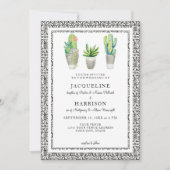 Invitation Hacienda Moderne Aquarelle Cactus Succulents du dé (Devant)