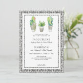 Invitation Hacienda Moderne Aquarelle Cactus Succulents du dé (Debout devant)