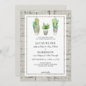 Invitation Hacienda Style Cactus Cour en Mariage gris (Devant / Derrière)