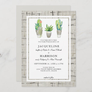 Invitation Hacienda Style Cactus Courtyard in Grey Mariage