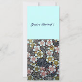 INVITATION HAIKU/ FLEURS DE PRINTEMPS BLEU ROSE BLANC NOIR (Devant)