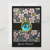 INVITATION HAIKU/ FLEURS DE PRINTEMPS BLEU TURQUOISE GEM MONO (Devant)
