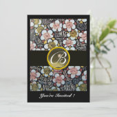 INVITATION HAIKU / FLEURS DE PRINTEMPS GRIS AGATE MONOGRAMME (Debout devant)