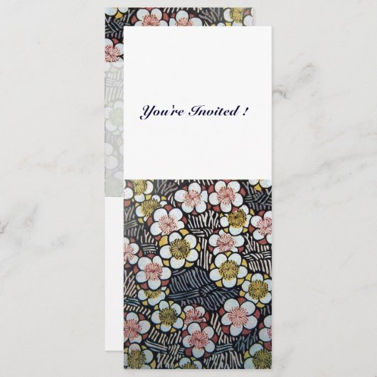 INVITATION HAIKU/ FLEURS DE PRINTEMPS ROSE BLANC NOIR (Devant / Derrière)