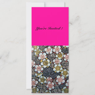 INVITATION HAIKU/ FLEURS DE PRINTEMPS ROSE BLANC NOIR