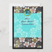 INVITATION HAIKU/ FLEURS DE PRINTEMPS TURQUOISE GEMME MONOGRA (Dos)