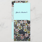 INVITATION HAIKU/ NOIR BLANC JAUNE ROSE BLEU PRINTEMPS FLEURS (Devant / Derrière)