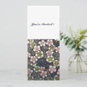 INVITATION HAIKU/ NOIR BLANC JAUNE ROSE FLEURS DE PRINTEMPS (Debout devant)