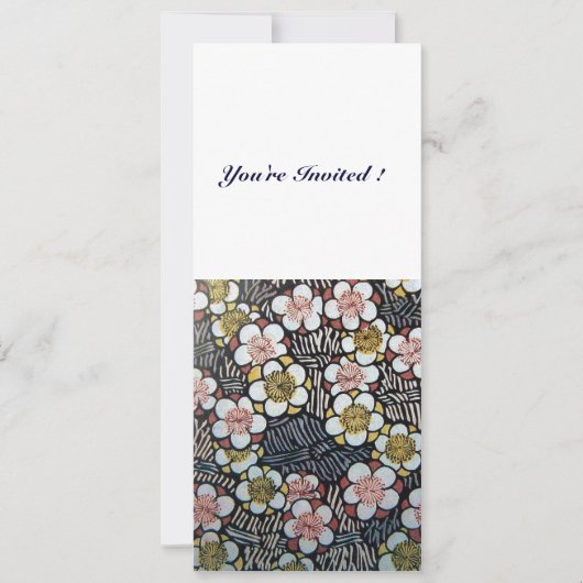 INVITATION HAIKU/ NOIR BLANC JAUNE ROSE FLEURS DE PRINTEMPS (Devant)