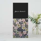 INVITATION HAIKU/ NOIR BLANC JAUNE ROSE FLEURS DE PRINTEMPS (Debout devant)