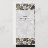 INVITATION HAIKU/ NOIR BLANC JAUNE ROSE FLEURS DE PRINTEMPS (Dos)