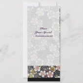 INVITATION HAÏKU/ NOIR BLANC JAUNE ROSE FLEURS DE PRINTEMPS (Dos)