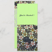 INVITATION HAIKU/ NOIR BLANC JAUNE VERT FLEURS DE PRINTEMPS (Devant / Derrière)