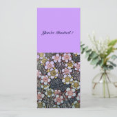 INVITATION HAIKU/ NOIR BLANC JAUNE VIOLET FLEURS DE PRINTEMPS (Debout devant)