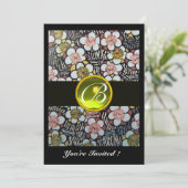 INVITATION HAIKU/PRÉFLEURS JAUNES TOPAZE MONOGRAMME (Debout devant)