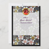 Invitation HAIKU ROUGE RUBIS MONOGRAMME blanc marron noir (Dos)