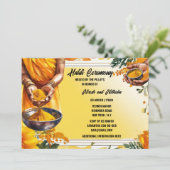 Invitation Haldi cérémonie floral turmerie mains fleurs (Debout devant)