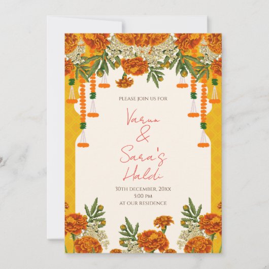 Invitation Haldi de mariage Invitations numériques (Devant)
