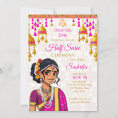 Invitation Half Saree cérémonie mignonne fille indienne cloch (Devant)