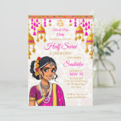 Invitation Half Saree cérémonie mignonne fille indienne cloch (Debout devant)