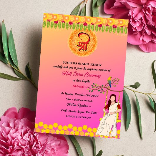 Invitation Half Saree Ritu Kala Samskara
