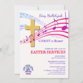 Invitation HALLELUJAH CHRIST IS RISEN QR Logo Church Easter  (Devant)