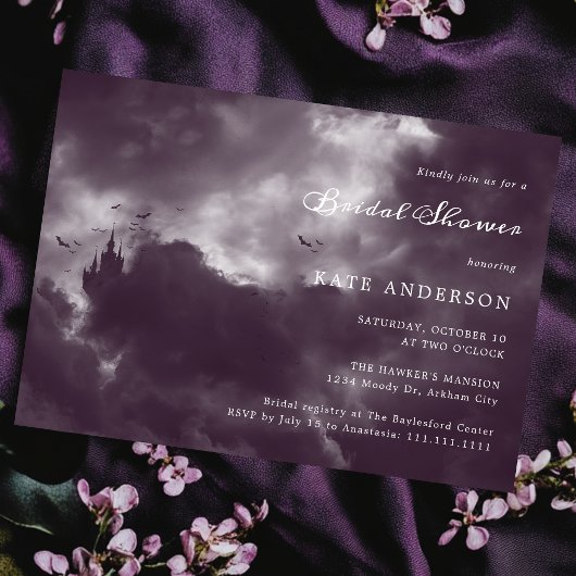 Invitation Hallomariage gothique romantique violet Fête des m