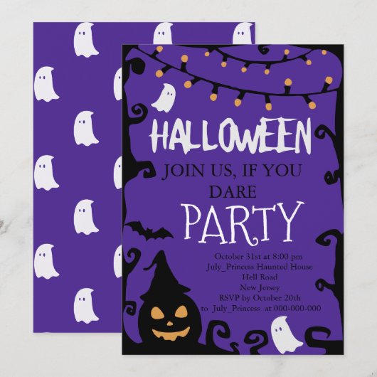 Invitation Halloween (Devant / Derrière)