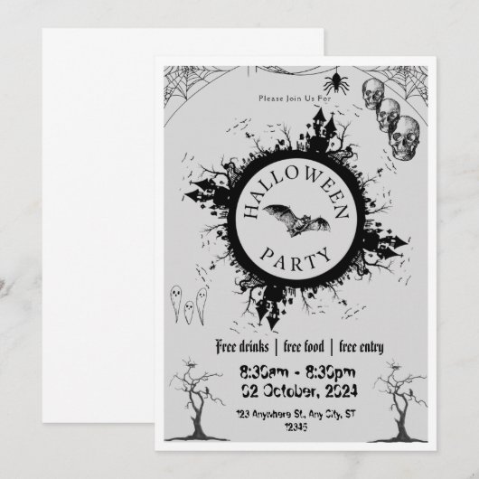 Invitation Halloween (Devant / Derrière)