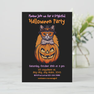 Invitation Halloween, 1 kitty, mignonne, amusante, effrayante