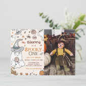 Invitation Halloween 1er Anniversaire Éffrayant One Invitatio (Debout devant)