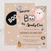 Invitation Halloween 1er anniversaire Éffrayant Un genre neut (Devant / Derrière)