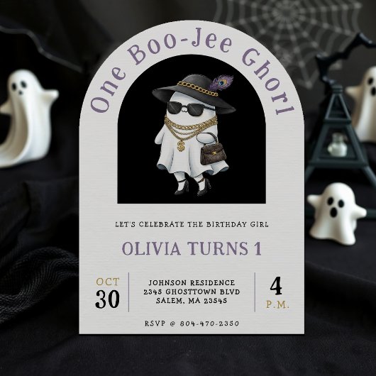 Invitation Halloween 1er Anniversaire Fête One Boujee Ghost
