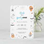 Invitation Halloween 1er anniversaire Pink éffrayante invitat (Debout devant)