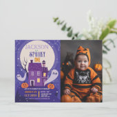 Invitation Halloween 1ère fête Fantômes Photo House Anniversa (Debout devant)