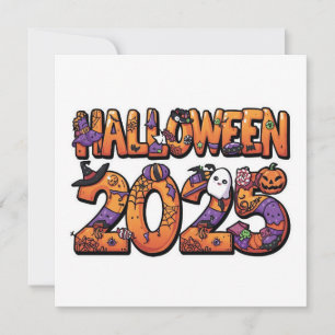 Invitation Halloween 2025 - Sticker coloré pour découper les