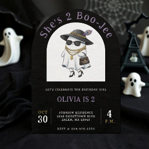 Invitation Halloween 2 Anniversaire Fête Ghost Two Boujee
