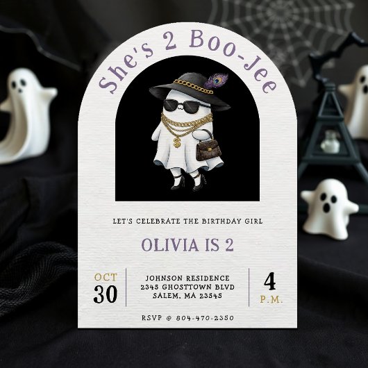 Invitation Halloween 2 Anniversaire Fête Ghost Two Boujee