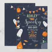 Invitation Halloween 2e anniversaire Deux fêtes Citrouille (Devant / Derrière)