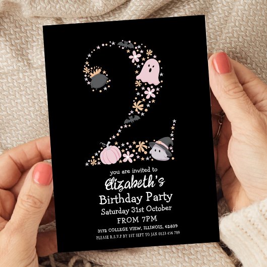 Invitation Halloween 2e anniversaire Éffrayant mignonne